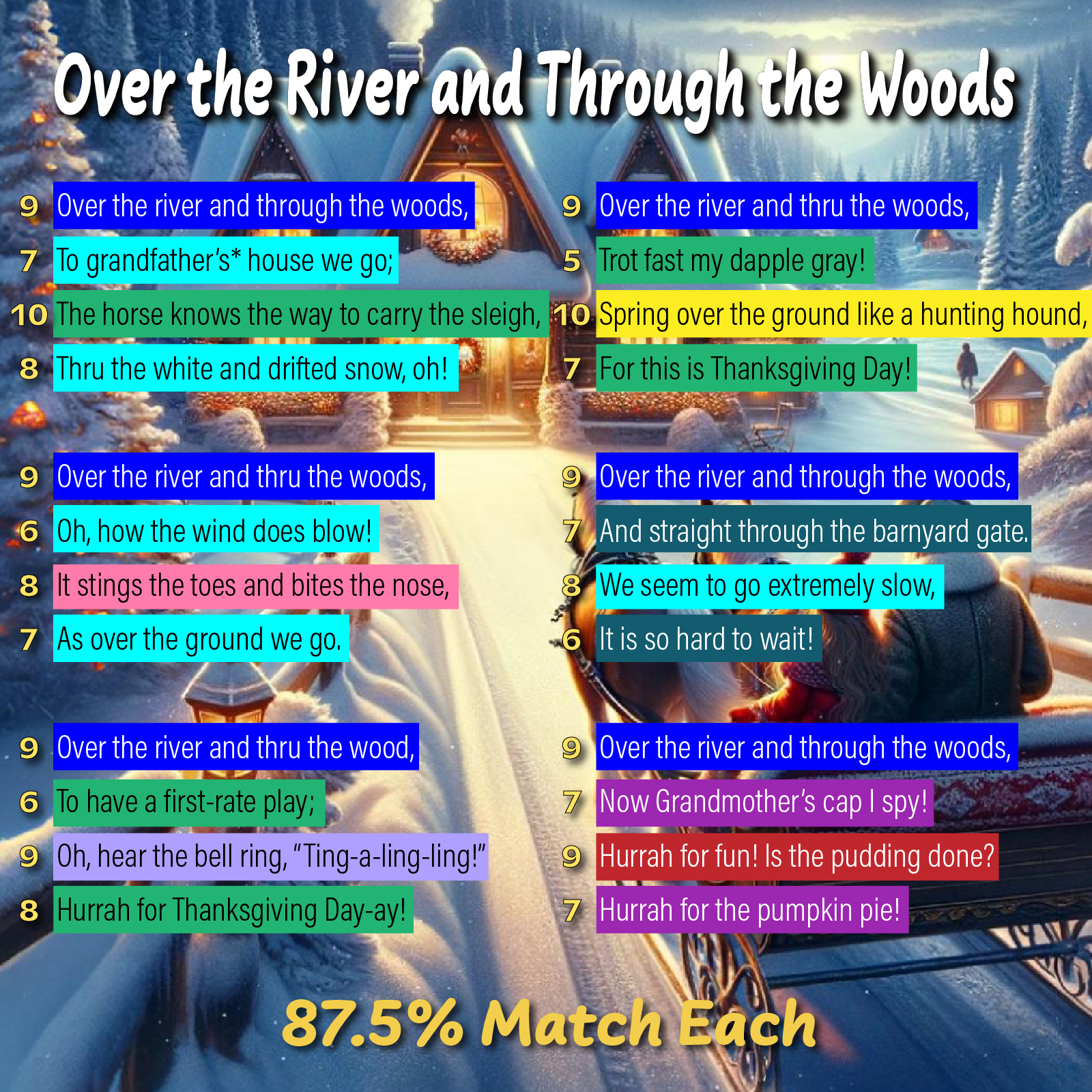 OVER THE RIVER AND THROUGH THE WOODS