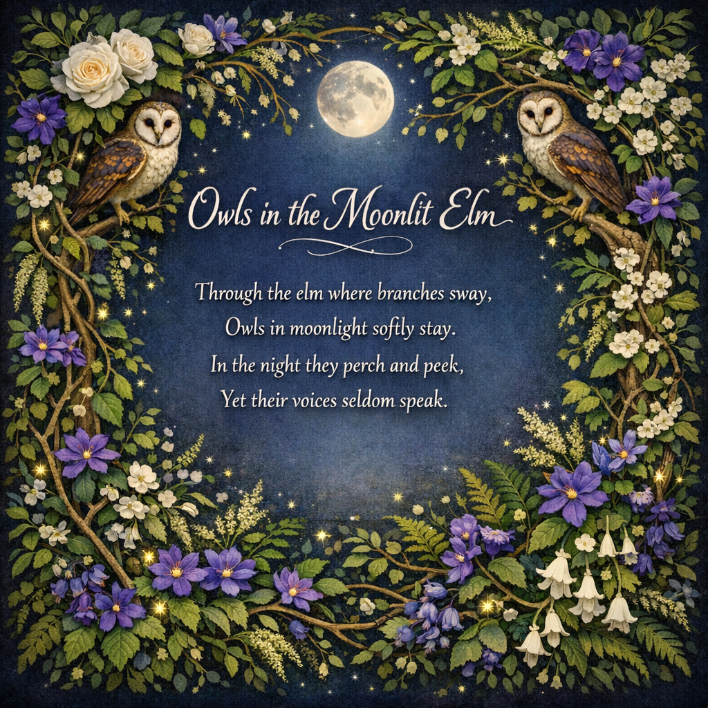 Owls in the Moonlit Elm